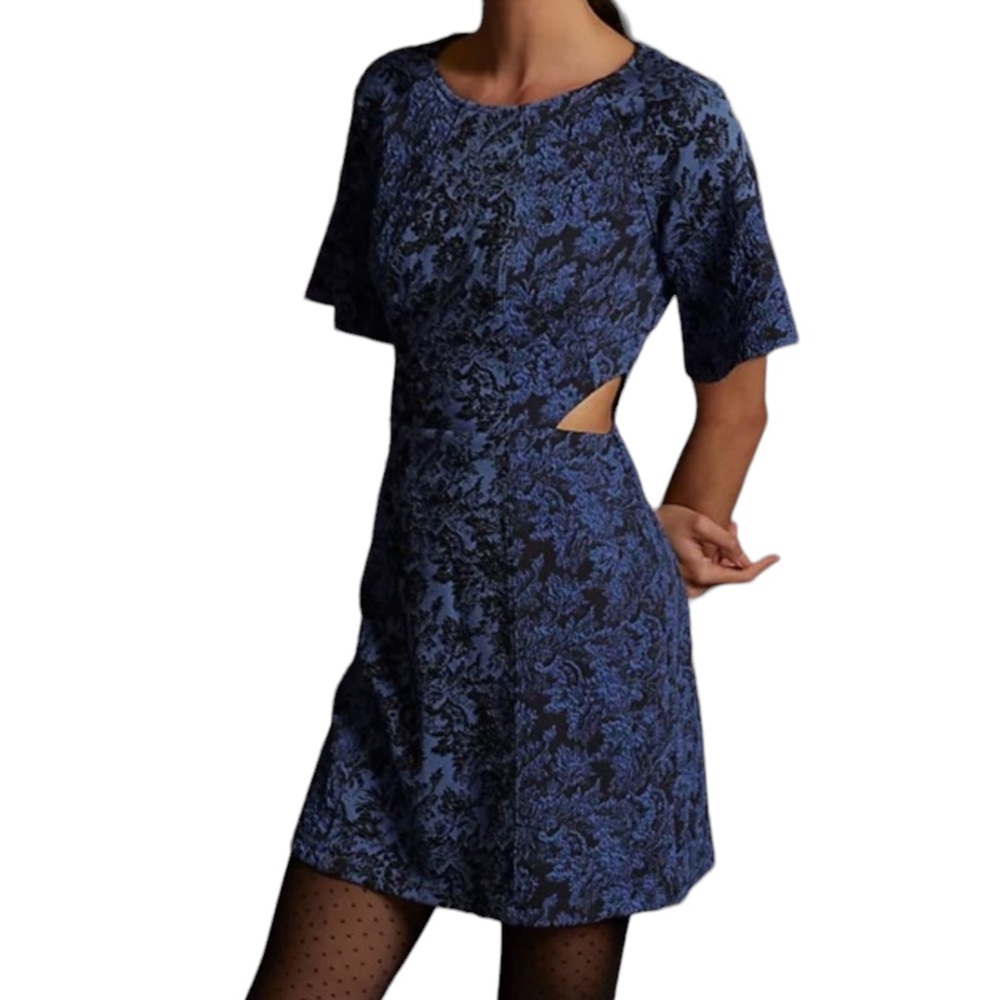 Anthropologie Jacquard Cut Out Mini Dress Size 4 NWT
